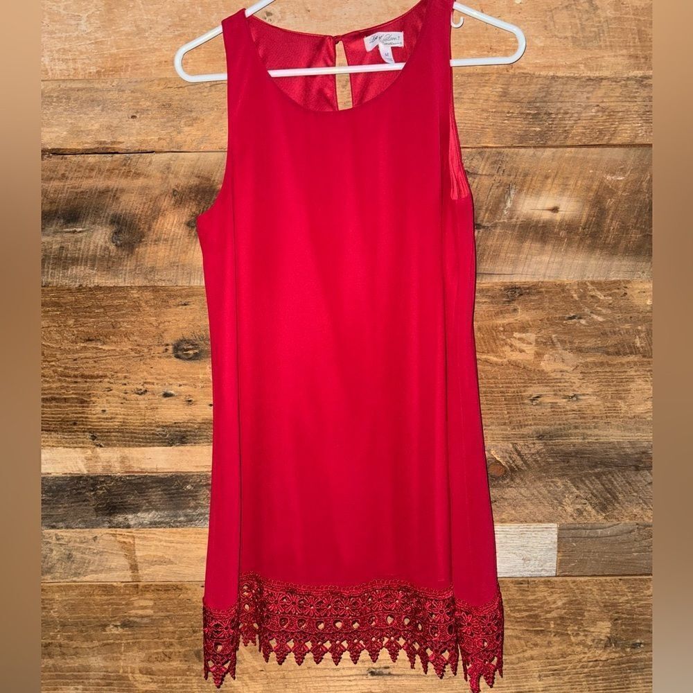 Lots of love by Speechless.  little red dress with beautiful lace trim. Sz M EUC